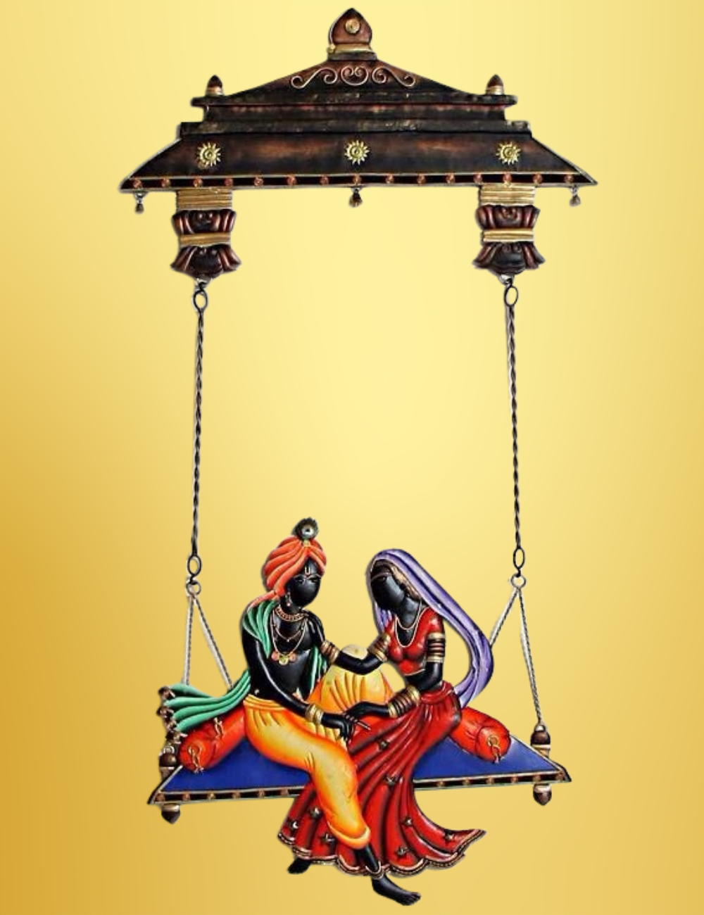 Radha Krishna Jhula Iron Wall Decor 22*20 Inches
