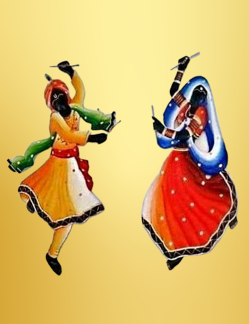 Radha Krishna Dhandiya Set of Two Iron Wall Decor 10*16 Inches