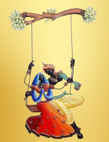 Radha Krishna Jhula Iron Wall Decor 18*30 Inches
