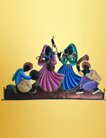 Rajasthani Musical Troupe Iron Wall Decor 24*14 Inches