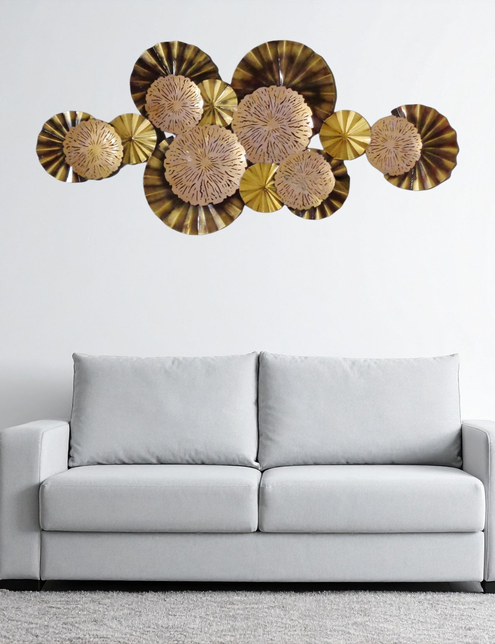 Shades of Golden Circles LED Metal Wall Decor 48*22 inches