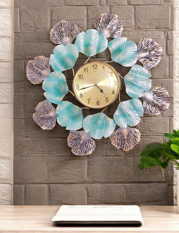 Blue and Silver Flower Round Clock Wall Decor 31*31 inches