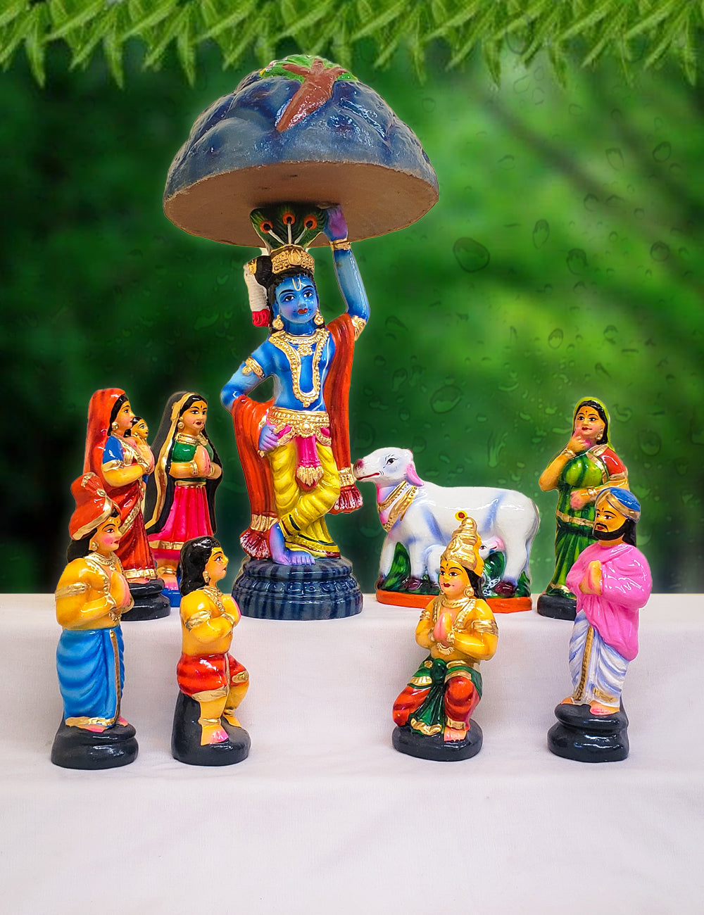 Govardhana Giri Clay Golu Bommai Set 12"